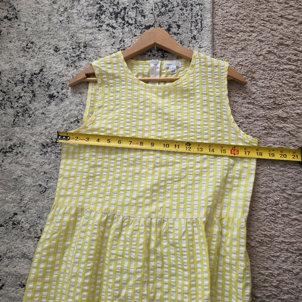 Chloe + Rene Gingham Cotton Blend Sleeveless Dress Womns S Yellow Preppy Cottage - Picture 4 of 5